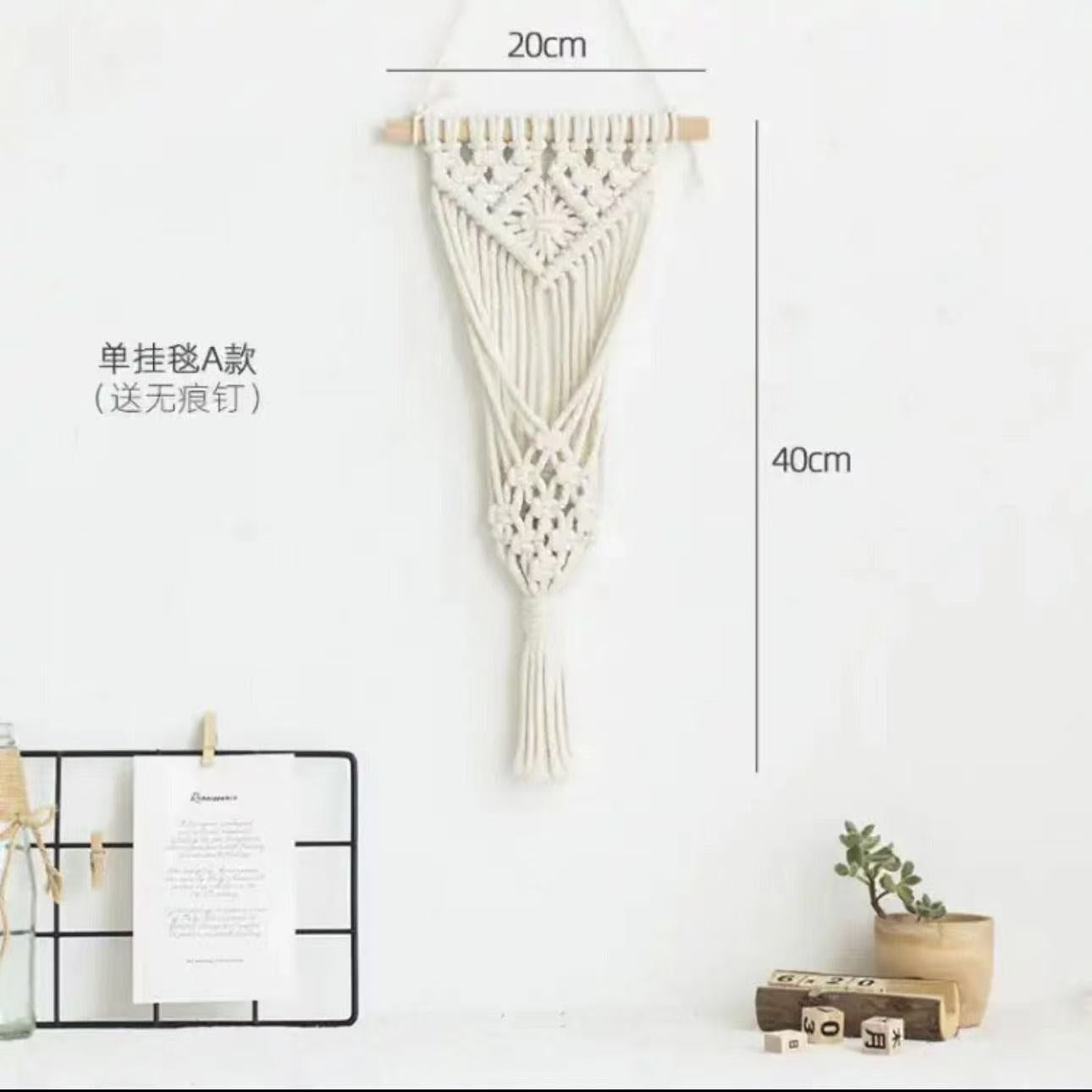 Boho Dried Flower Wall Hanging — Handmade Macrame Floral Décor with Cotton and Pine Cones for Bedroom, Living Room, or Café Wall Decoration (Includes No-Trace Hook)