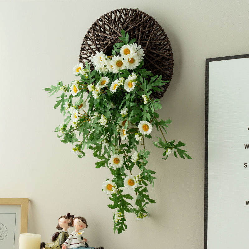Artificial Daisy Wall Hanging – Rustic Farmhouse Floral Home Décor