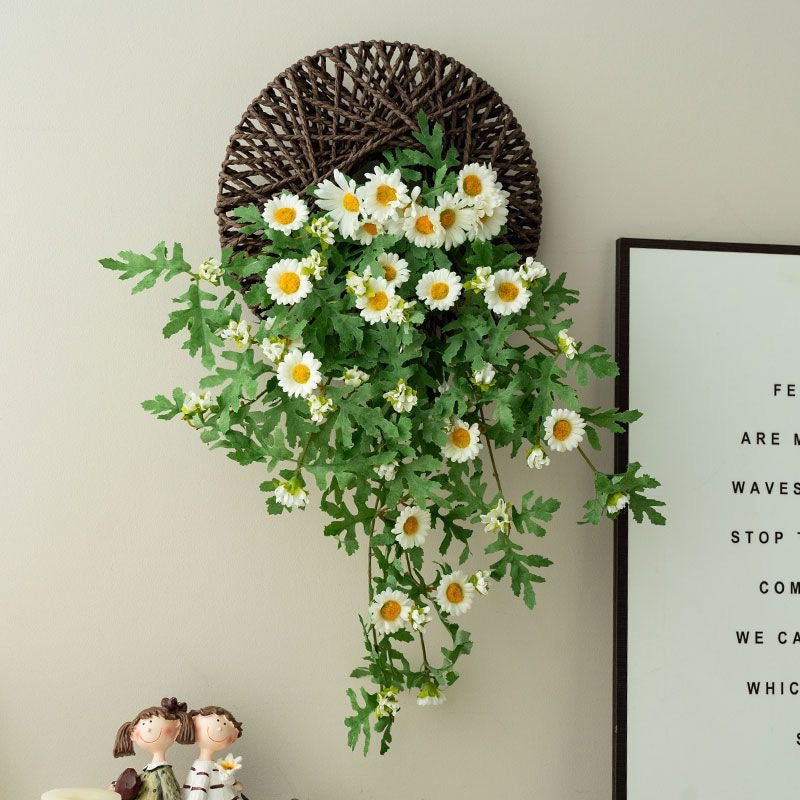 Artificial Daisy Wall Hanging – Rustic Farmhouse Floral Home Décor