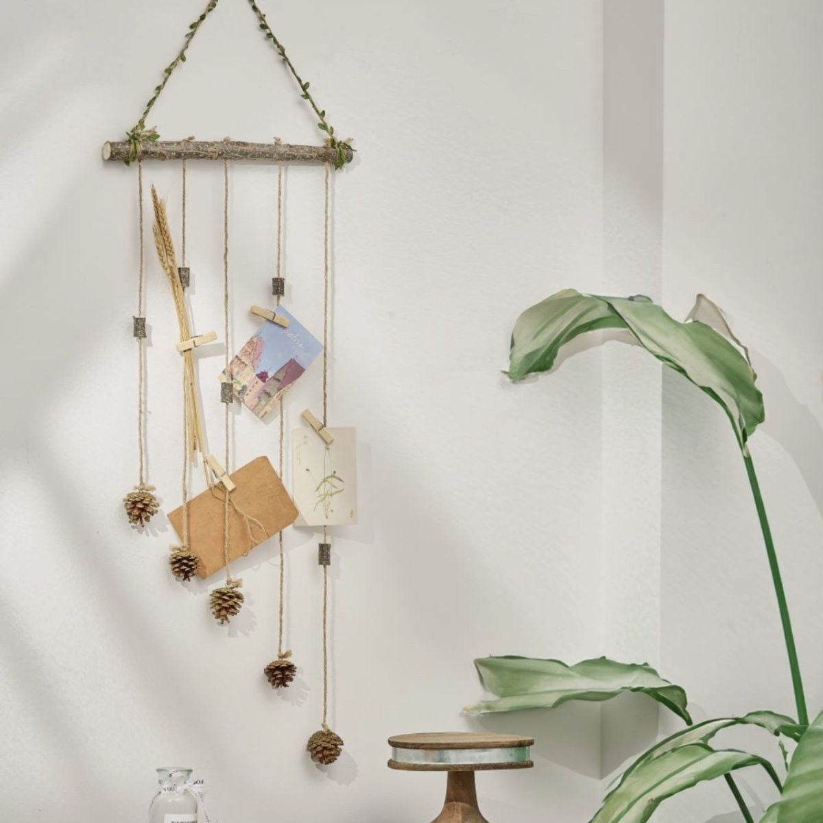 Rustic Wooden Photo Display Wall Hanging – Handmade Boho Home Décor