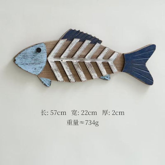 Mediterranean Wooden Fish Wall Hanging — Nautical Marine-Themed 3D Wall Décor for Living Room, Bedroom, or Hallway (Handcrafted Rustic Home Decoration)