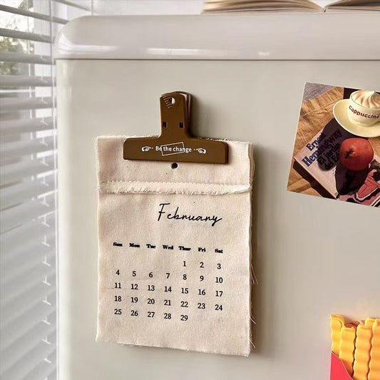 Vintage Fabric Wall Calendar — Minimalist Hanging Linen Calendar for Home, Office, or Café Décor (Reusable INS Style Wall Decoration)