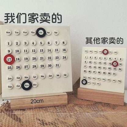 Minimalist Wooden Perpetual Desk Calendar – Reusable Modern Office & Home Organizer