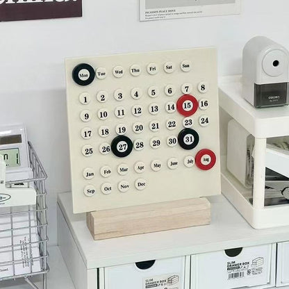 Minimalist Wooden Perpetual Desk Calendar – Reusable Modern Office & Home Organizer