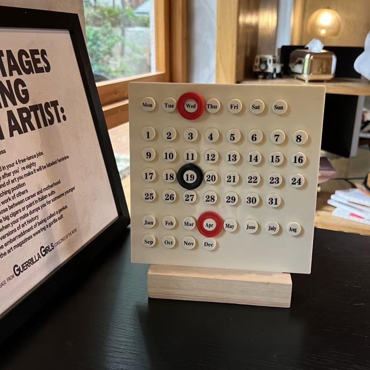 Minimalist Wooden Perpetual Desk Calendar – Reusable Modern Office & Home Organizer