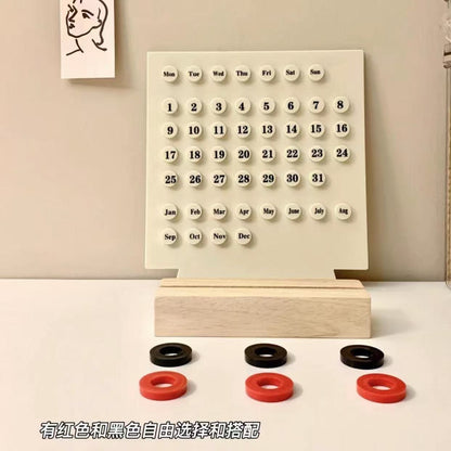 Minimalist Wooden Perpetual Desk Calendar – Reusable Modern Office & Home Organizer