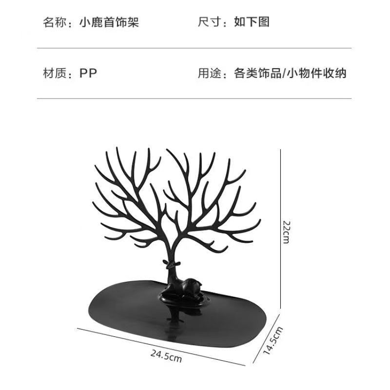 Deer Antler Jewelry Stand – Elegant Organizer for Earrings, Necklaces & Rings with Tray Base